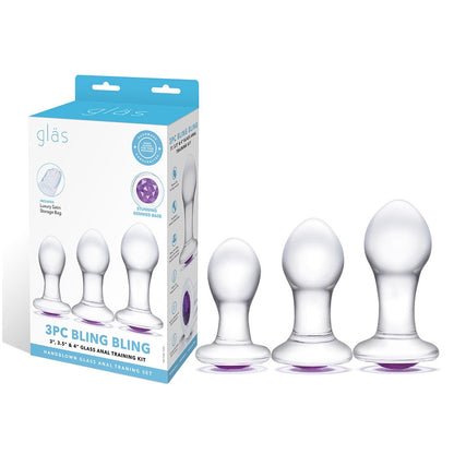 3Pc Bling Bling Glass Anal Training Kit