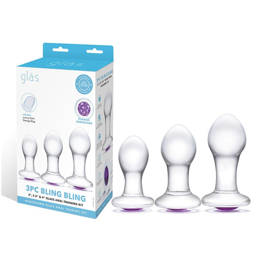 3Pc Bling Bling Glass Anal Training Kit